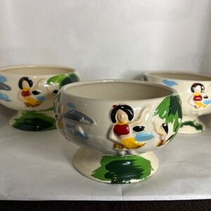 Set of Three Rare Vintage Scorpion Tiki Bowl Hula Girls Sirens Japan Sang Kung